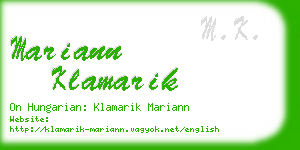 mariann klamarik business card